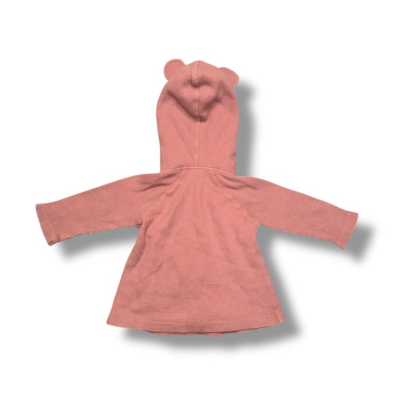 Kate Quinn Baby Girl Waffle Knit Bear Ears Hooded Wrap Top 18 24 Months Pink - Picture 3 of 4